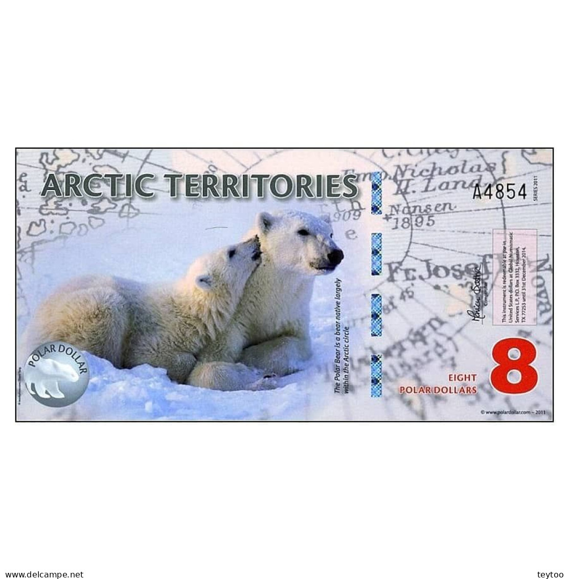 C0024# Territorios Árticos 2011 [BLL] 8 Dólar Polar (SC) - Specimen