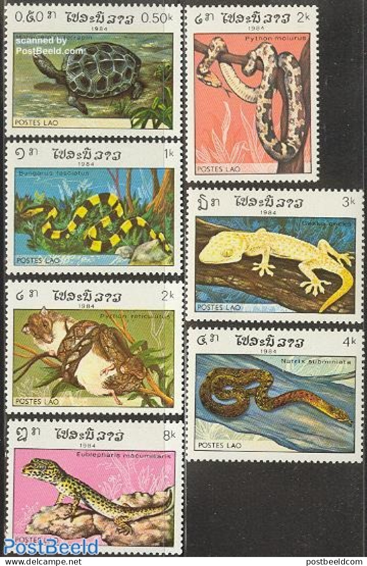 Laos 1984 Reptiles 7v, Mint NH, Nature - Reptiles - Snakes - Turtles - Laos