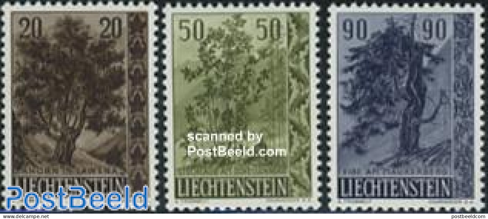 Liechtenstein 1958 Trees 3v, Unused (hinged), Nature - Trees & Forests - Neufs