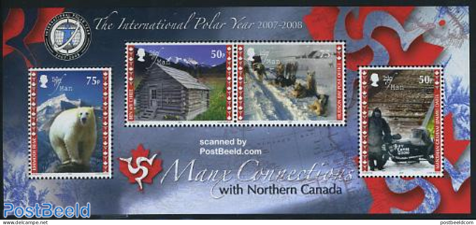 Isle Of Man 2007 Int. Polar Year S/s, Joint Issue Canada, Mint NH, Nature - Science - Transport - Various - Bears - Do.. - Moto