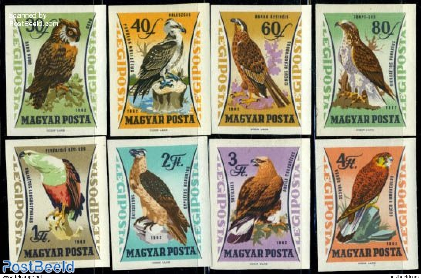 Hungary 1962 Birds Of Prey 8v Imperforated, Mint NH, Nature - Birds - Birds Of Prey - Owls - Neufs