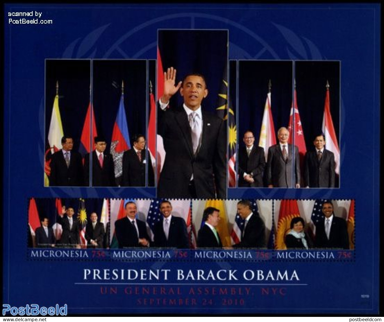 Micronesia 2010 Barack Obama 4v M/s, Mint NH, History - American Presidents - Politicians - Micronésie