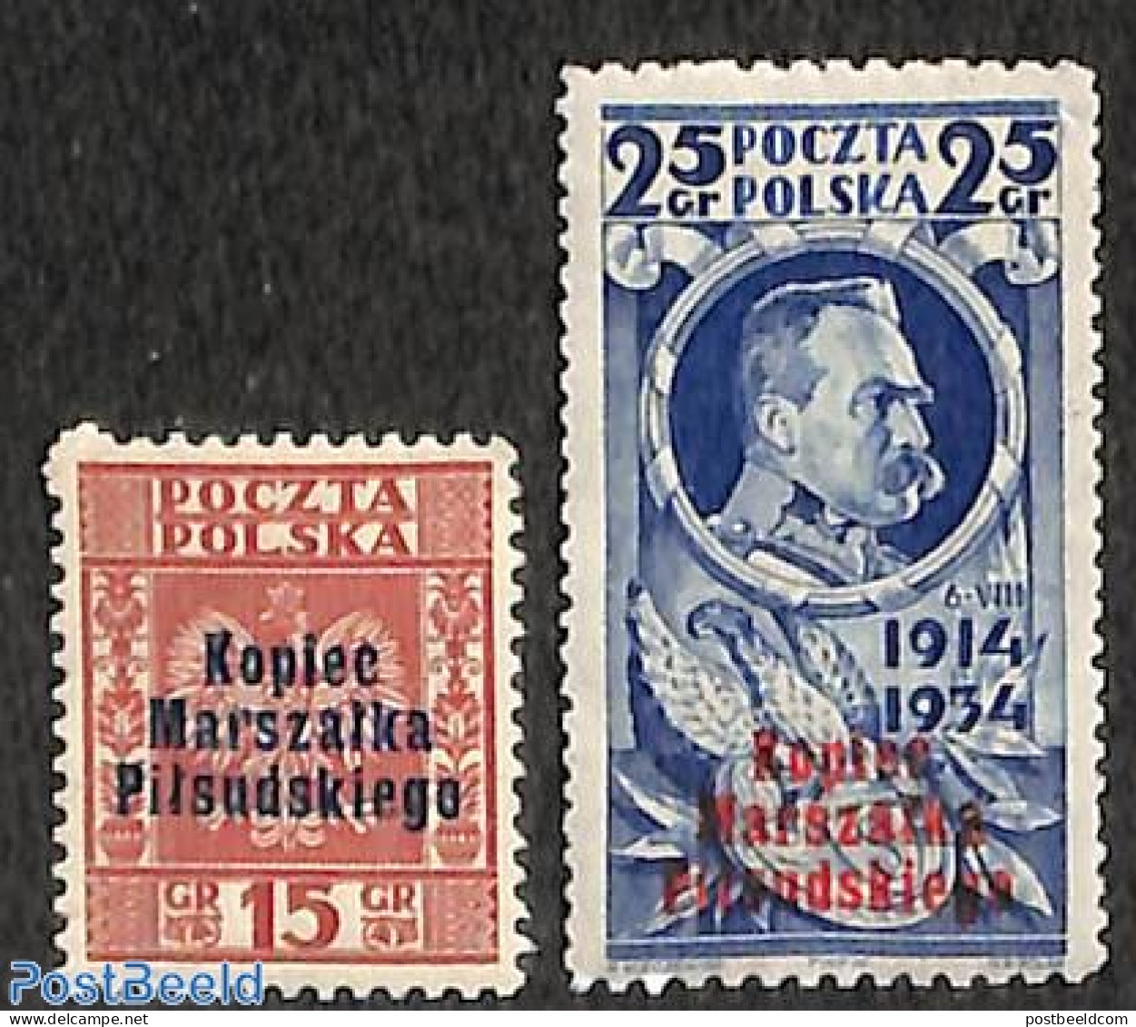 Poland 1935 Pilsudski Overprints 2v, Unused (hinged) - Ungebraucht