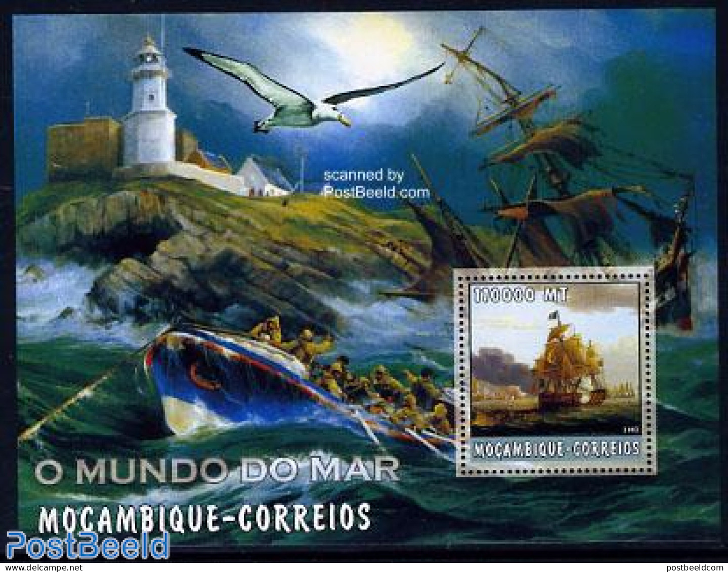Mozambique 2002 Ship S/s (lighthouse On Border), Mint NH, Transport - Various - Ships And Boats - Lighthouses & Safety.. - Ships