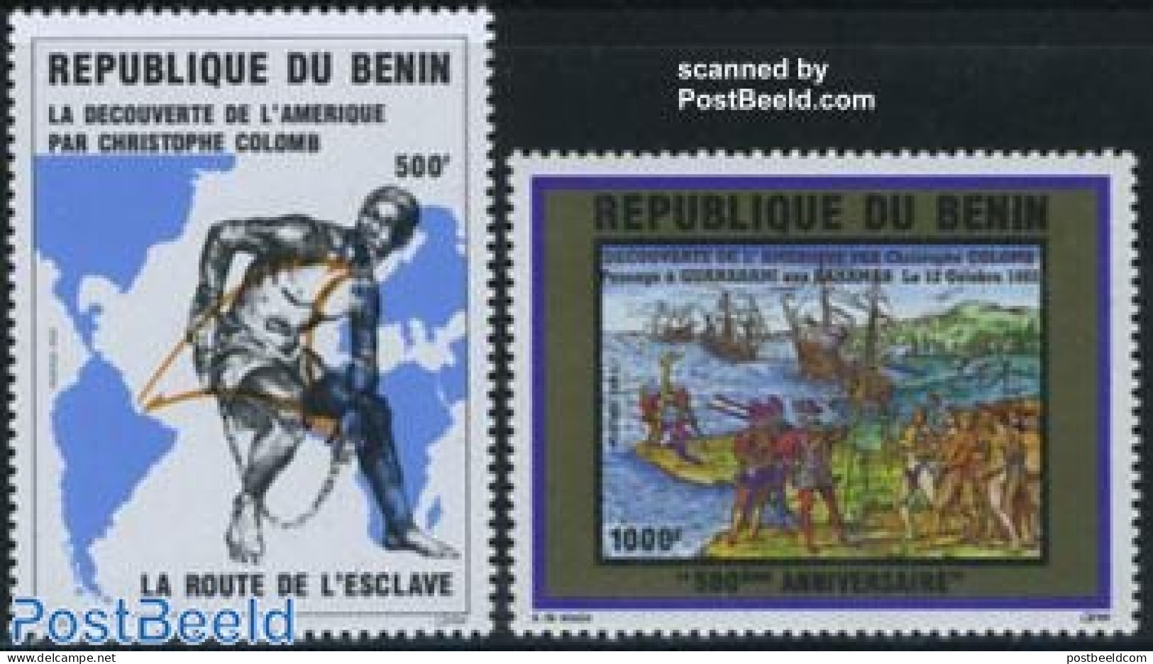 Benin 1992 Discovery Of America 2v, Mint NH, History - Transport - Various - Explorers - Ships And Boats - Maps - Unused Stamps