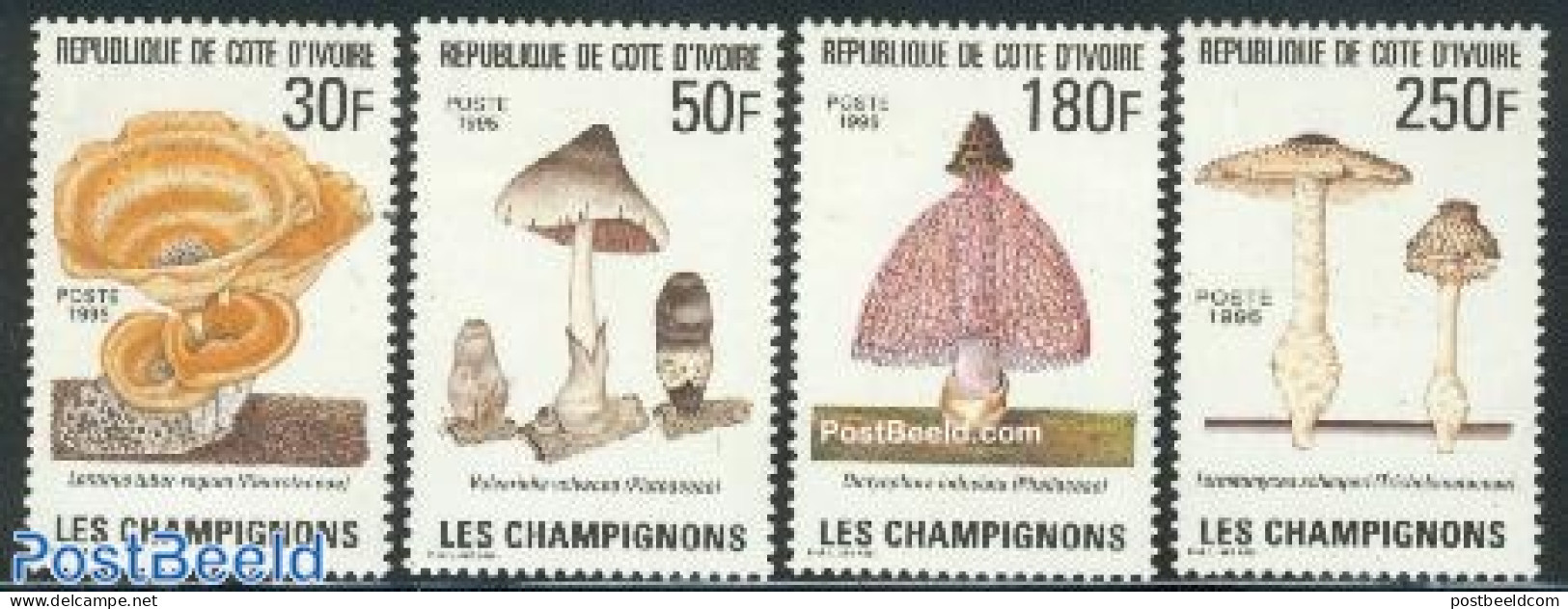 Ivory Coast 1995 Mushrooms 4v, Mint NH, Nature - Mushrooms - Unused Stamps