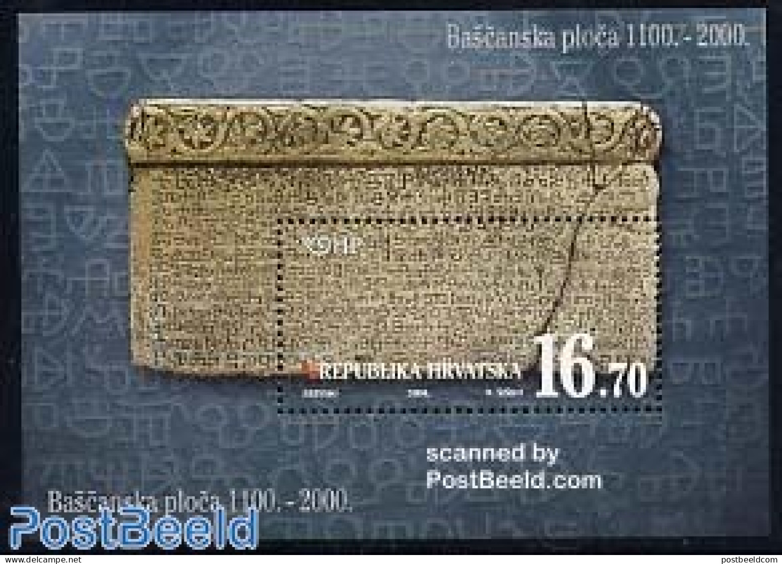 Croatia 2000 Baska Table S/s, Mint NH, History - Archaeology - Archeologia