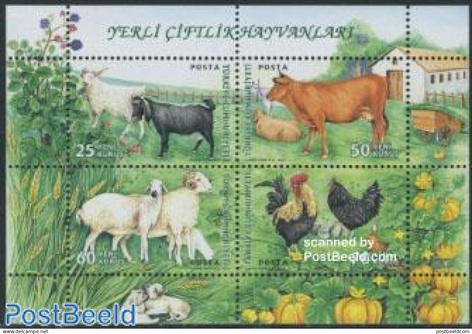 Türkiye 2007 Farm Animals 4v M/s, Mint NH, Nature - Animals (others & Mixed) - Birds - Cattle - Poultry - Other & Unclassified