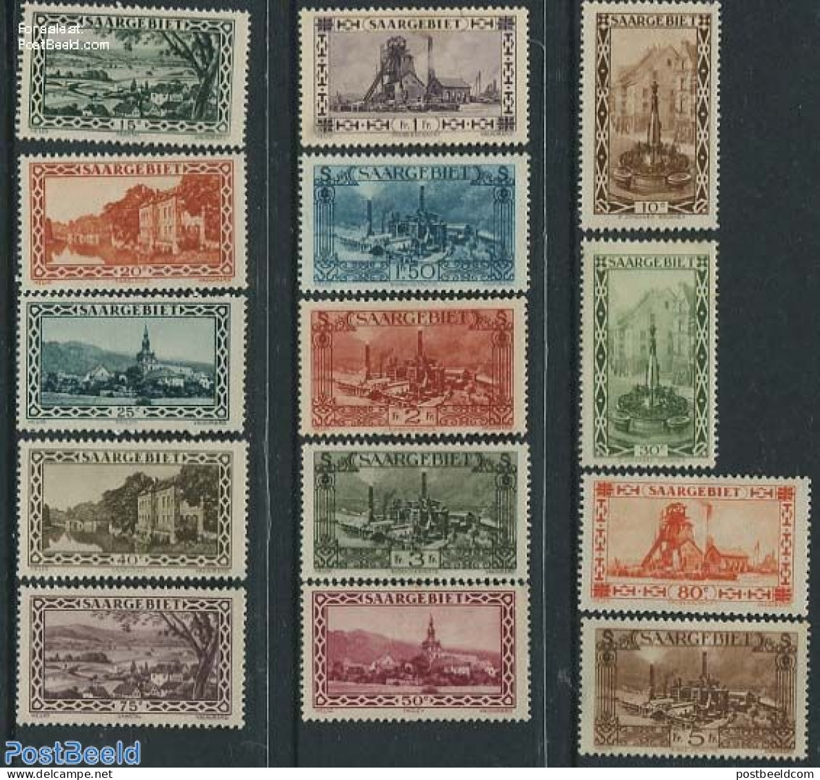 Germany, Saar 1926 Definitives 14v, Unused (hinged), Various - Industry - Usines & Industries