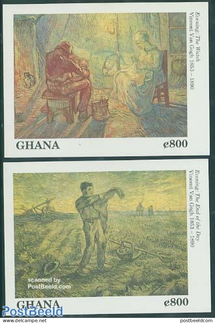 Ghana 1991 Vincent Van Gogh 2 S/s, Mint NH, Nature - Cats - Art - Modern Art (1850-present) - Vincent Van Gogh - Other & Unclassified