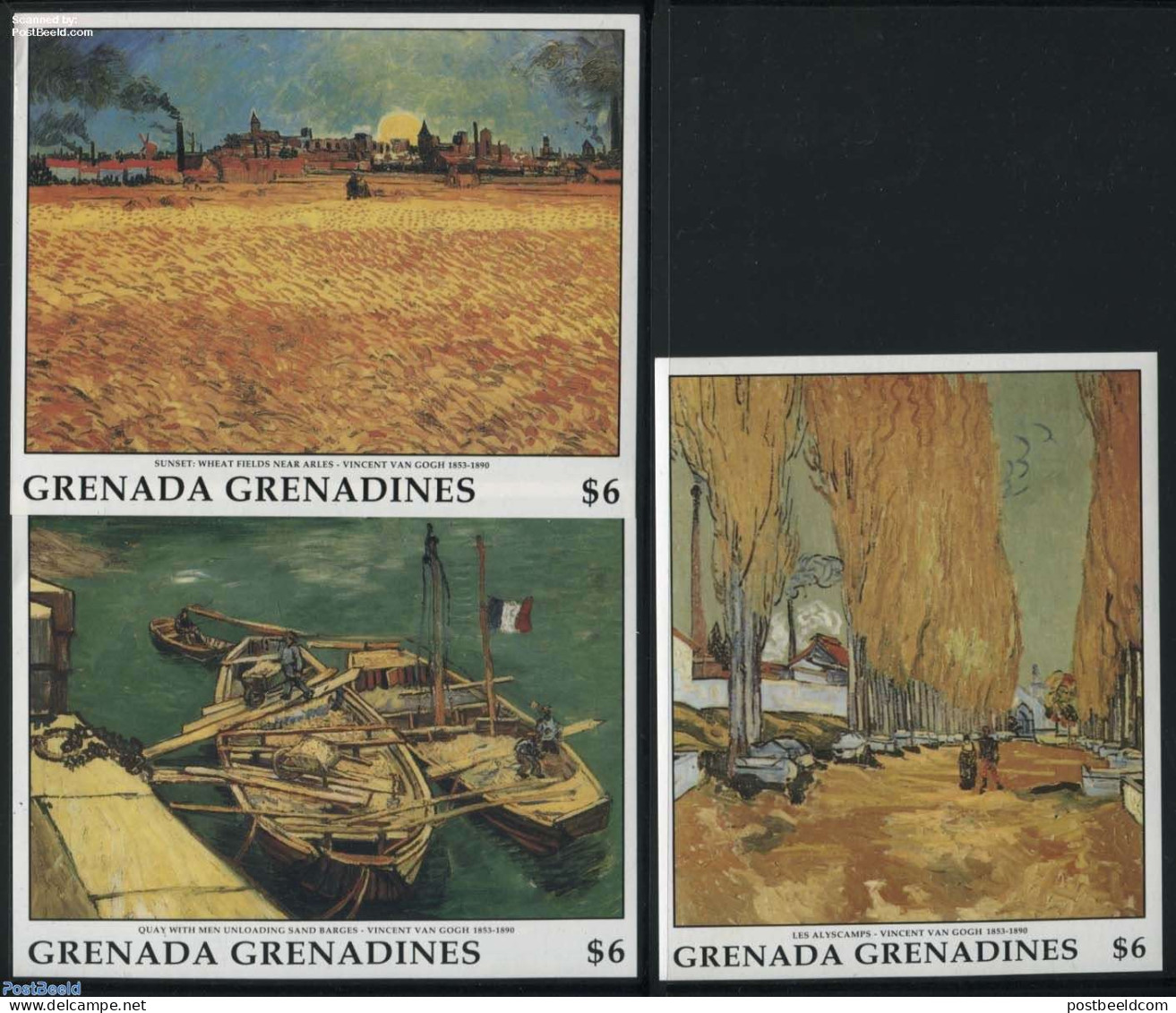 Grenada Grenadines 1991 Vincent Van Gogh 3 S/s, Mint NH, Art - Modern Art (1850-present) - Vincent Van Gogh - Grenade (1974-...)