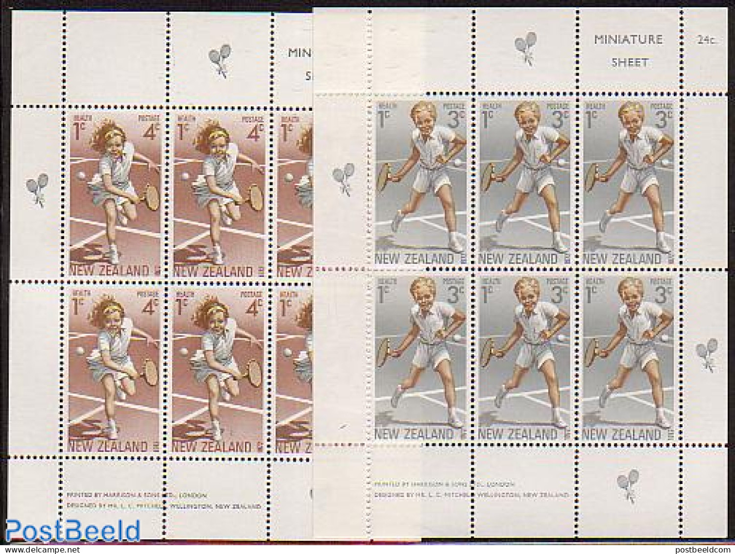 New Zealand 1972 Health, Tennis 2 S/s, Mint NH, Health - Sport - Health - Sport (other And Mixed) - Tennis - Neufs