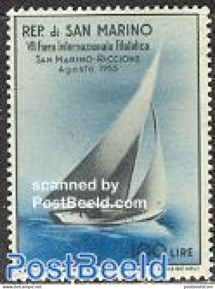 San Marino 1955 Philatelic Fair 1v, Mint NH, Sport - Transport - Sailing - Sport (other And Mixed) - Philately - Ships.. - Unused Stamps