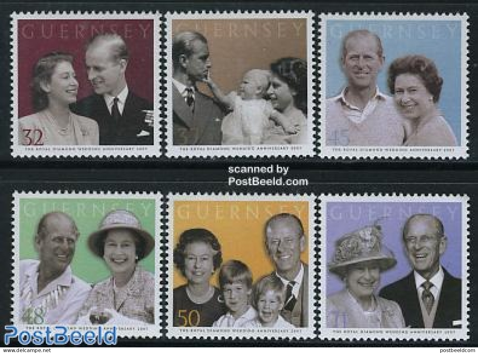Guernsey 2007 Royal Diamond Wedding Anniversary 6v, Mint NH, History - Kings & Queens (Royalty) - Koniklijke Families