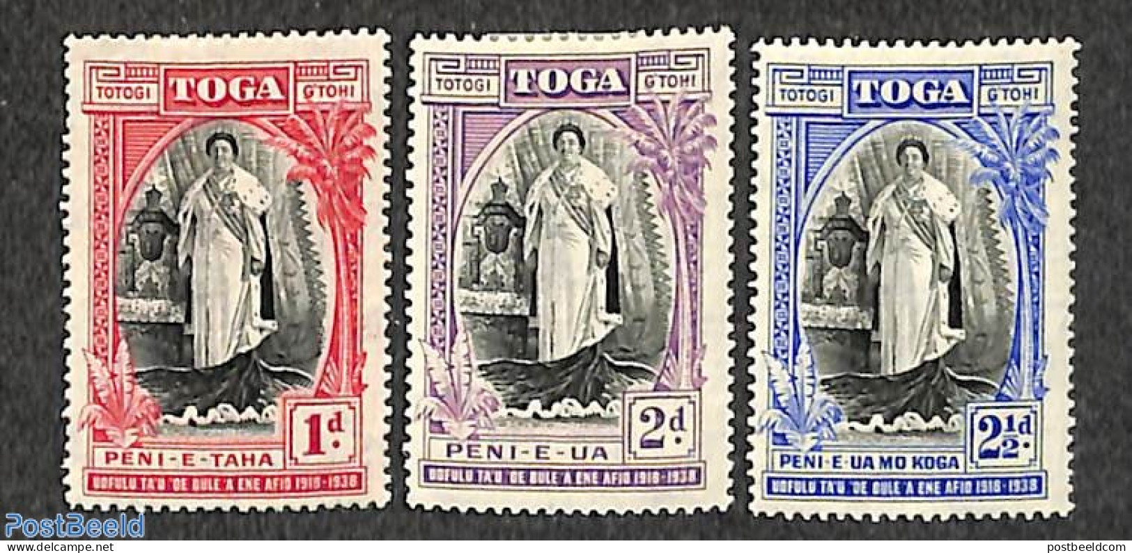 Tonga 1938 Queen Salote 3v, Unused (hinged), History - Kings & Queens (Royalty) - Royalties, Royals