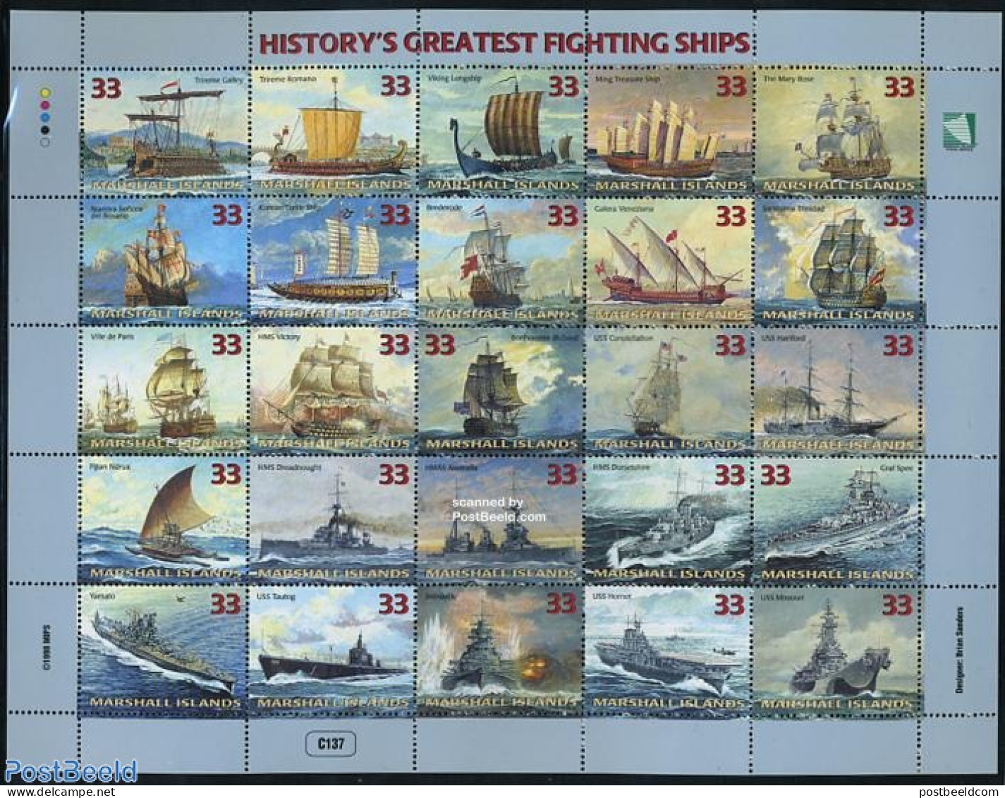 Marshall Islands 1998 War Ships 25v M/s, Mint NH, Transport - Ships And Boats - Schiffe