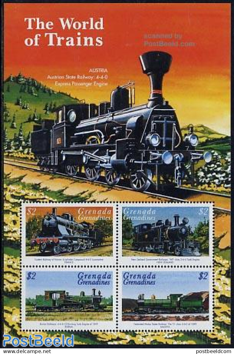 Grenada Grenadines 1999 Railways 4v M/s, Eastern Railway Of France, Mint NH, Transport - Railways - Trains