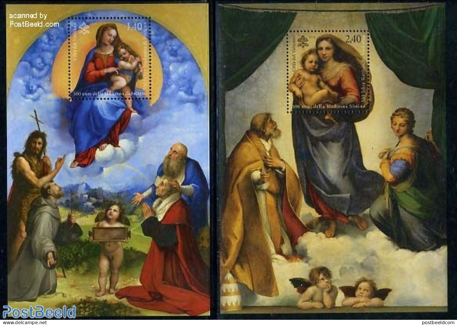 Vatican 2012 Sixtine Madonna 2 S/s, Mint NH, Various - Joint Issues - Art - Paintings - Ungebraucht