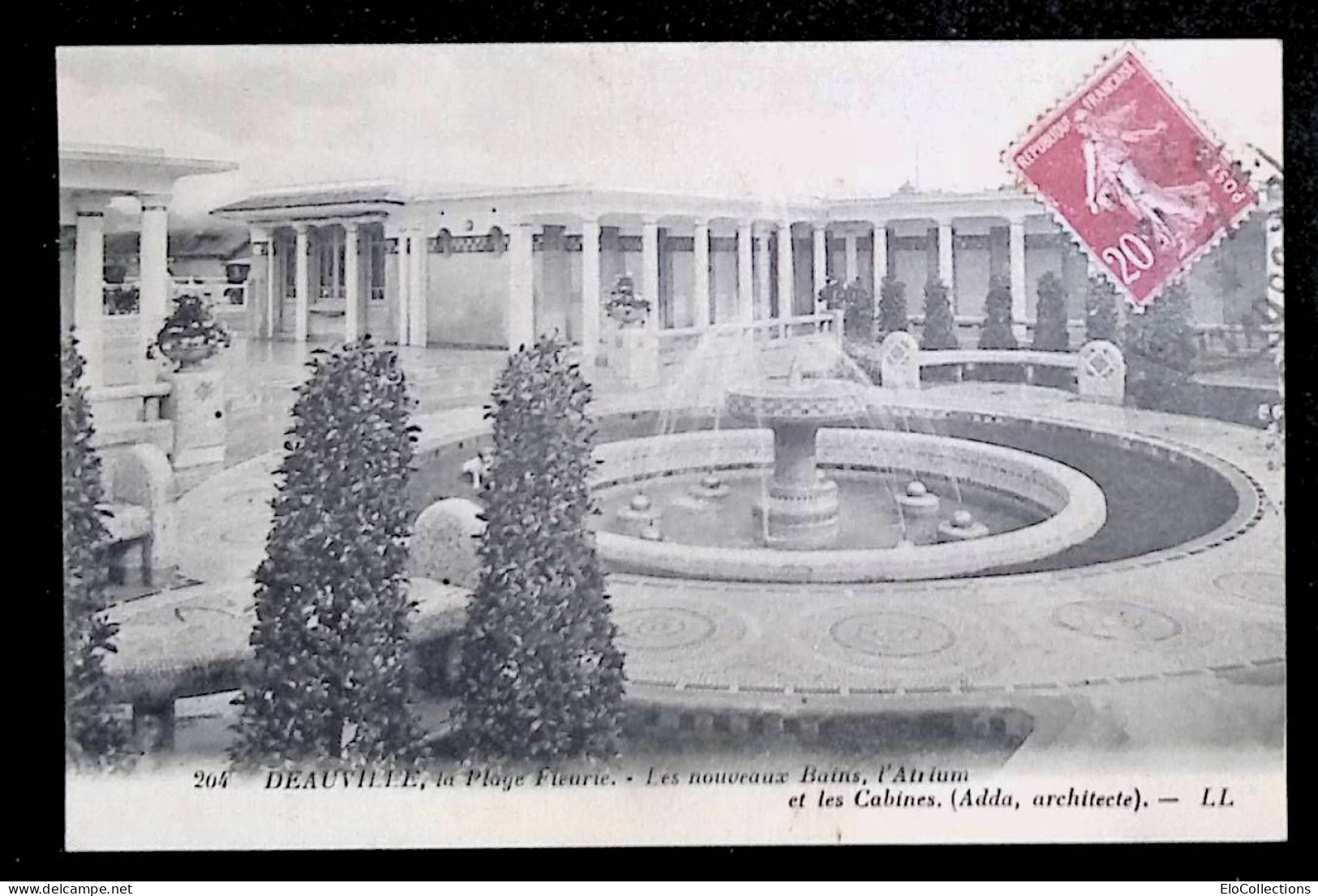 Cp, 14, Deauville, La Plage Fleurie, Les Nouveaux Bains, L'Altrium Et Les Cabines, Voyagée 1925 - Deauville