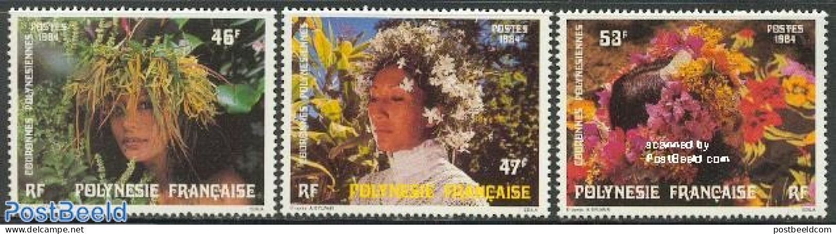 French Polynesia 1984 Flower Toys 3v, Mint NH, Nature - Flowers & Plants - Nuevos