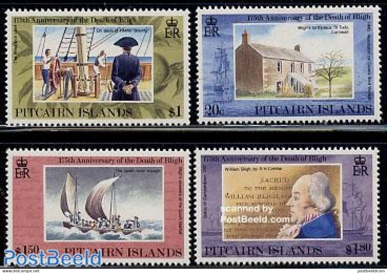 Pitcairn Islands 1992 William Bligh 4v, Mint NH, Transport - Ships And Boats - Ships