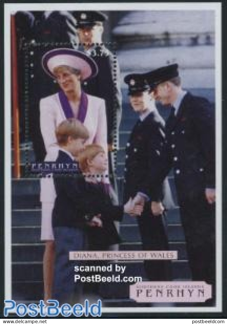 Penrhyn 1998 Death Of Diana S/s, Mint NH, History - Charles & Diana - Kings & Queens (Royalty) - Royalties, Royals