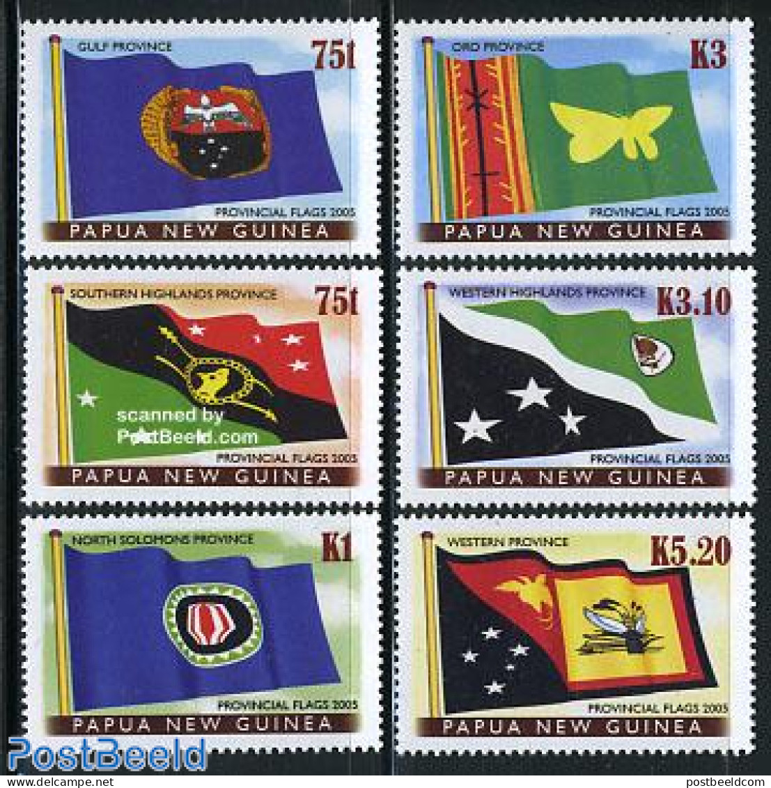 Papua New Guinea 2005 Provincial Flags 6v, Mint NH, History - Flags - Papua New Guinea