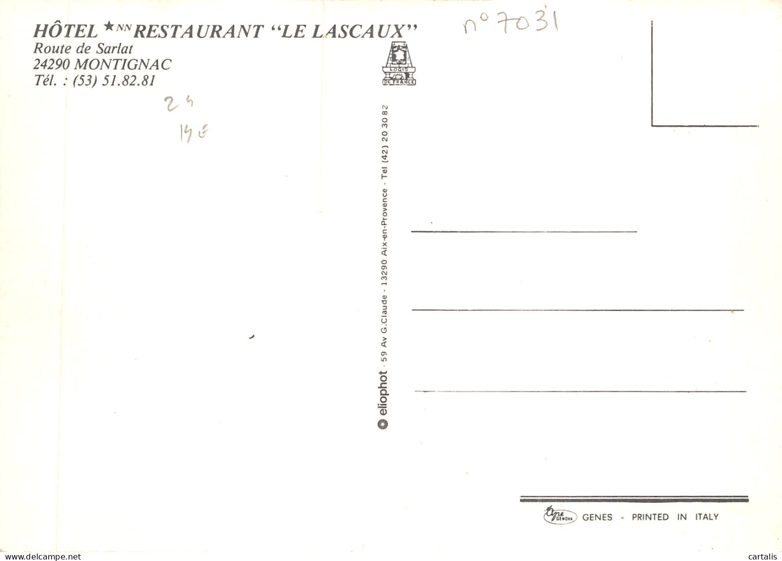 24-MONTIGNAC-HOTEL LE LASCAUX-N 598-C/0171 - Autres & Non Classés