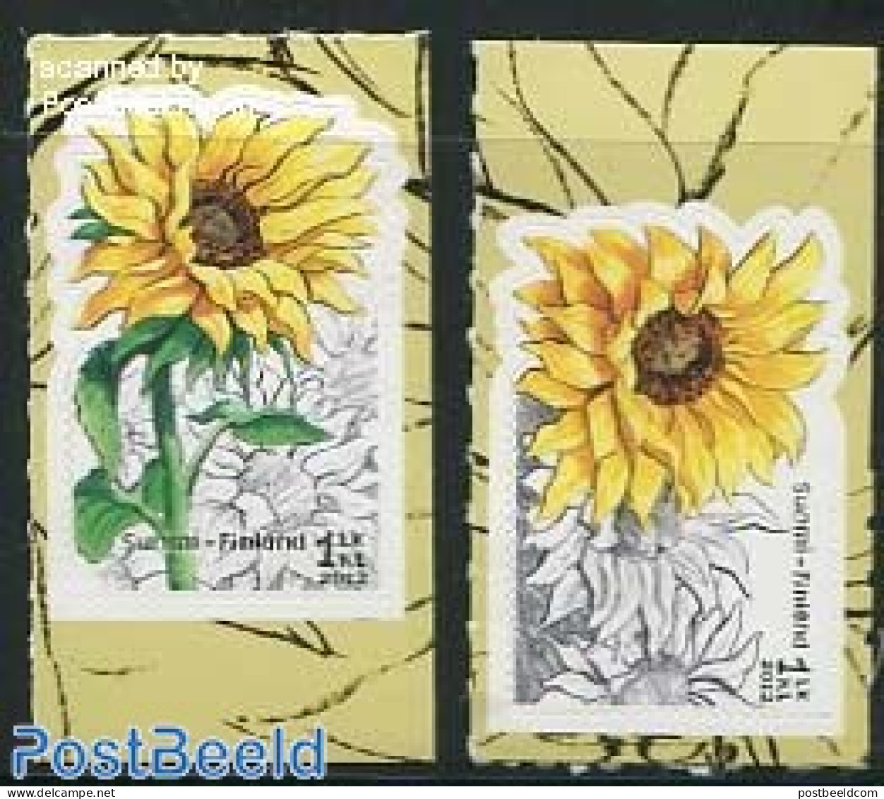 Finland 2012 Sunflowers 2v S-a, Mint NH, Nature - Flowers & Plants - Neufs