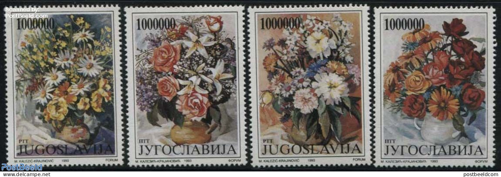 Yugoslavia 1993 Flowers 4v, Mint NH, Nature - Flowers & Plants - Neufs