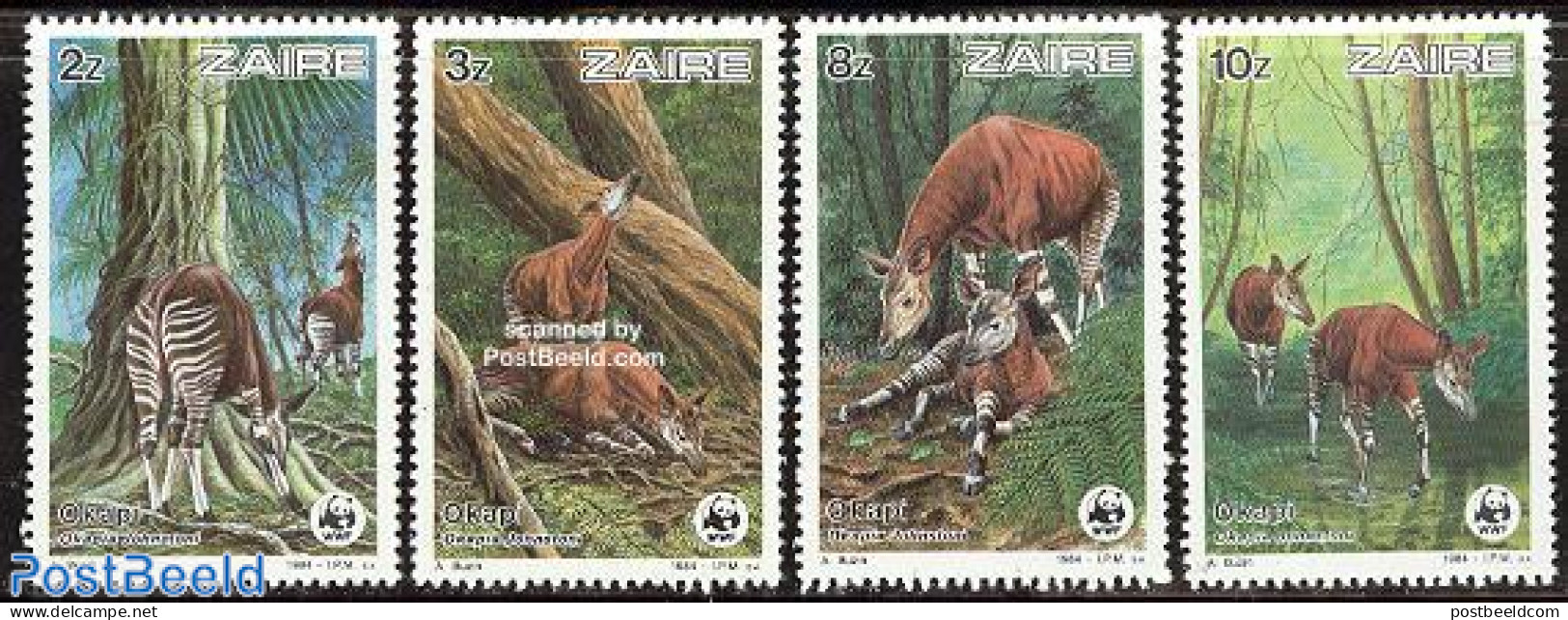 Congo Dem. Republic, (zaire) 1984 WWF, Okapi 4v, Mint NH, Nature - Animals (others & Mixed) - World Wildlife Fund (WWF) - Other & Unclassified