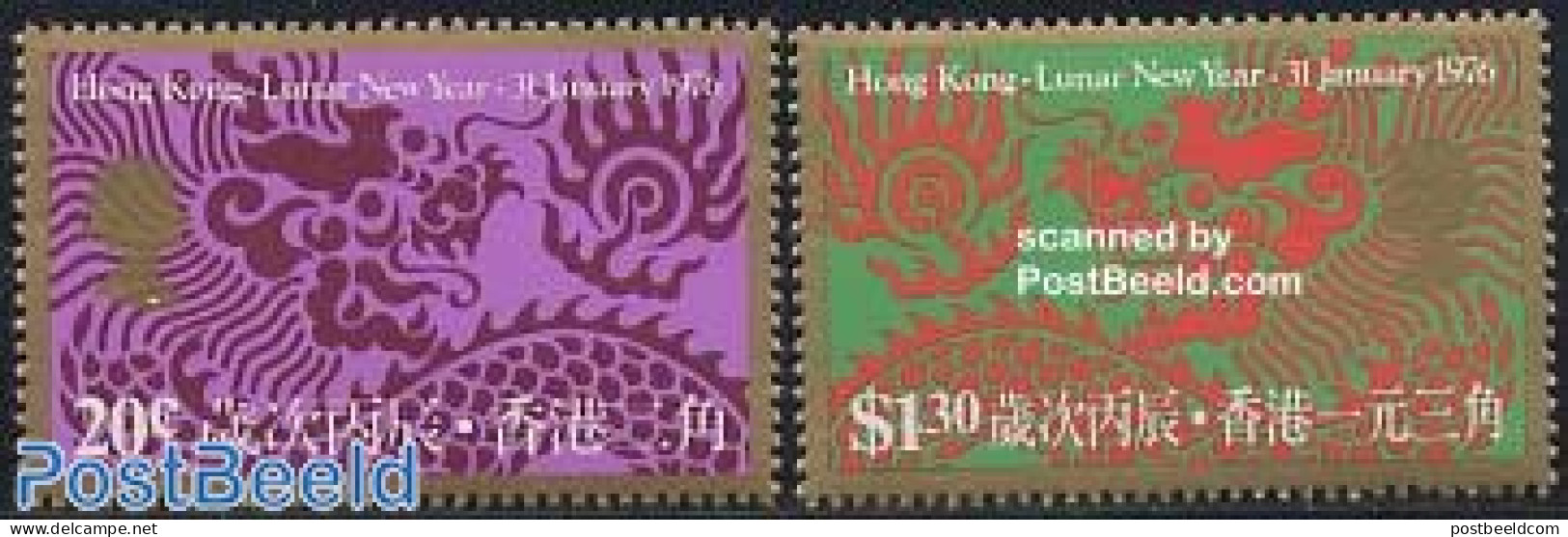 Hong Kong 1976 Year Of The Dragon 2v, Mint NH, Various - New Year - Unused Stamps