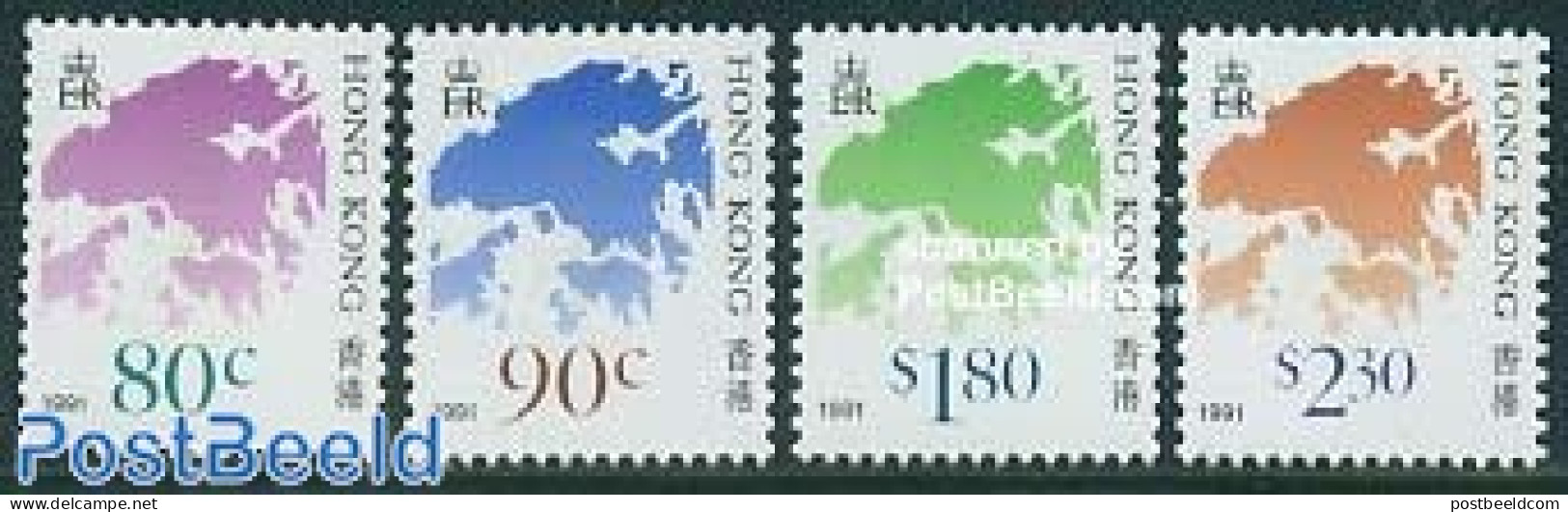 Hong Kong 1992 Definitives 4v, Mint NH, Various - Maps - Ungebraucht