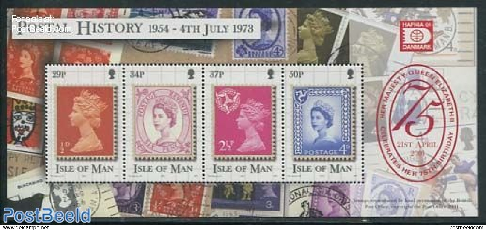 Isle Of Man 2001 HAFNIA Overprint S/s, Mint NH, Philately - Stamps On Stamps - Postzegels Op Postzegels