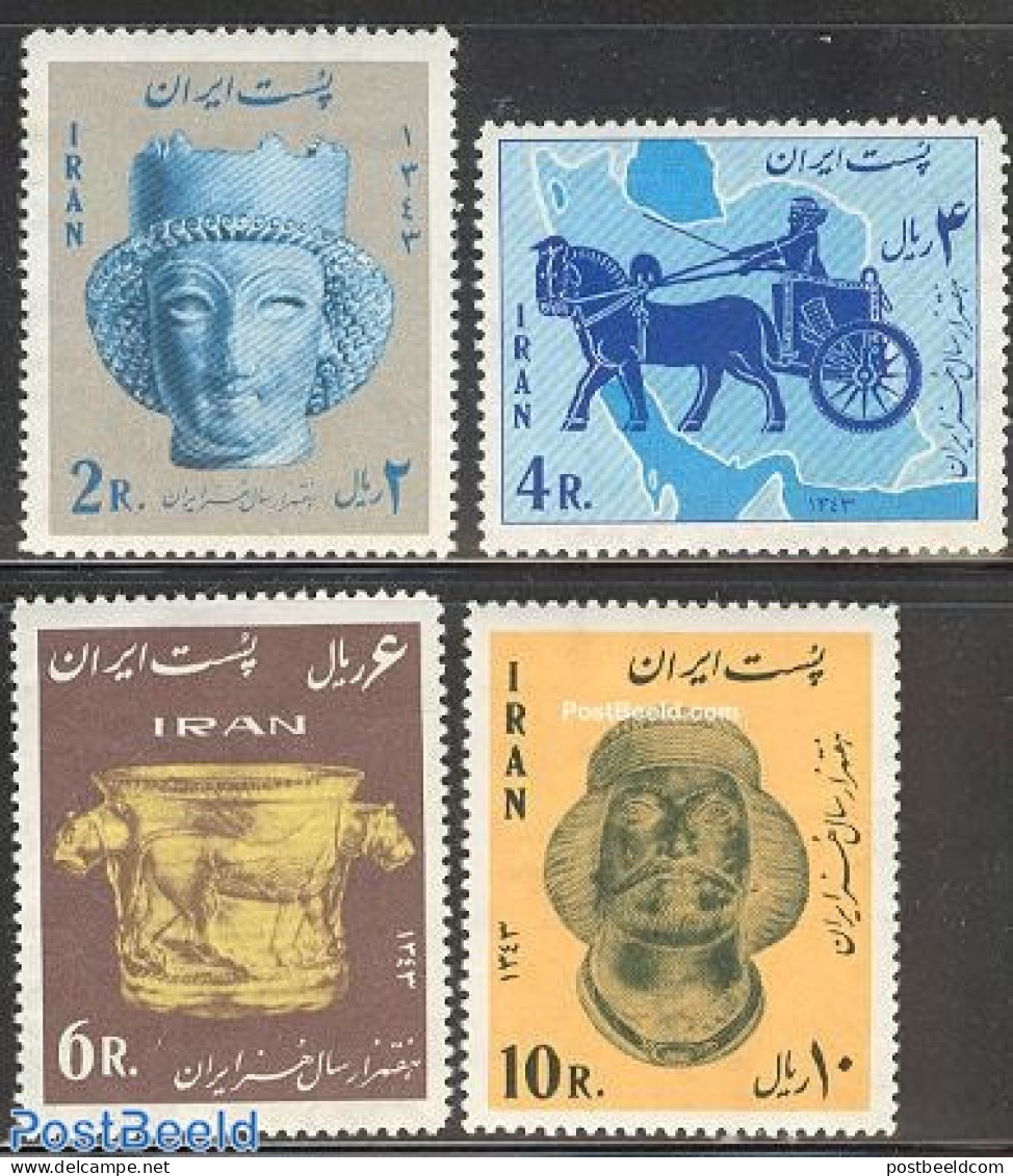 Iran/Persia 1964 7000 Years Of Persian Art 4v, Mint NH, History - Nature - Archaeology - Horses - Archéologie