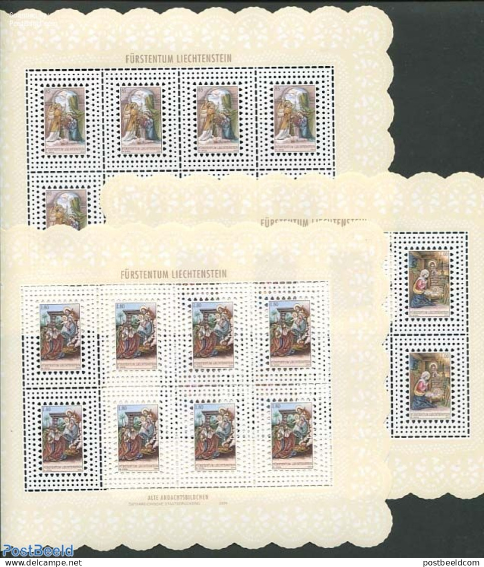 Liechtenstein 2004 Christmas 3 M/ss, Mint NH, Religion - Christmas - Unused Stamps