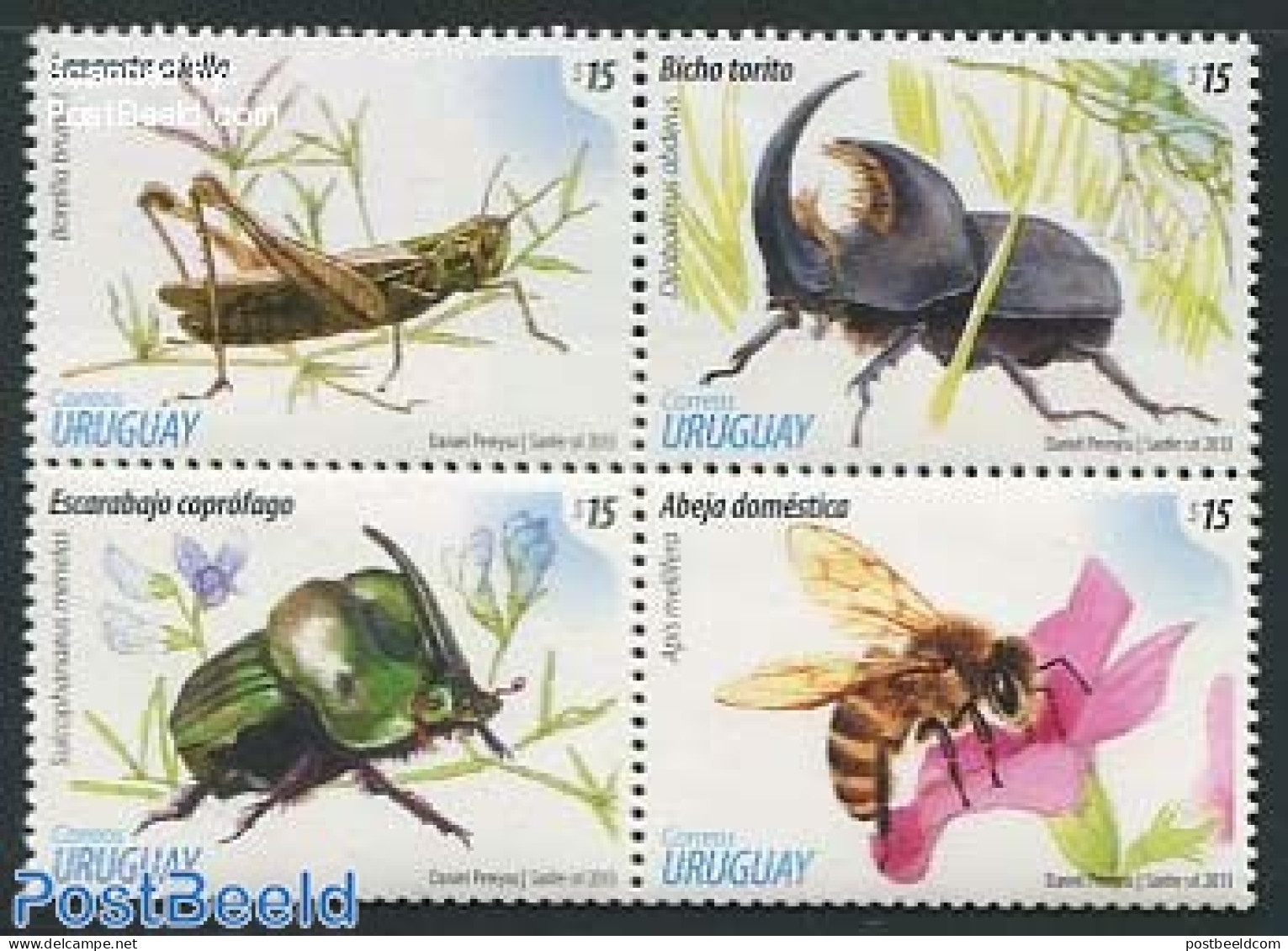 Uruguay 2013 Insects 4v [+], Mint NH, Nature - Bees - Insects - Uruguay