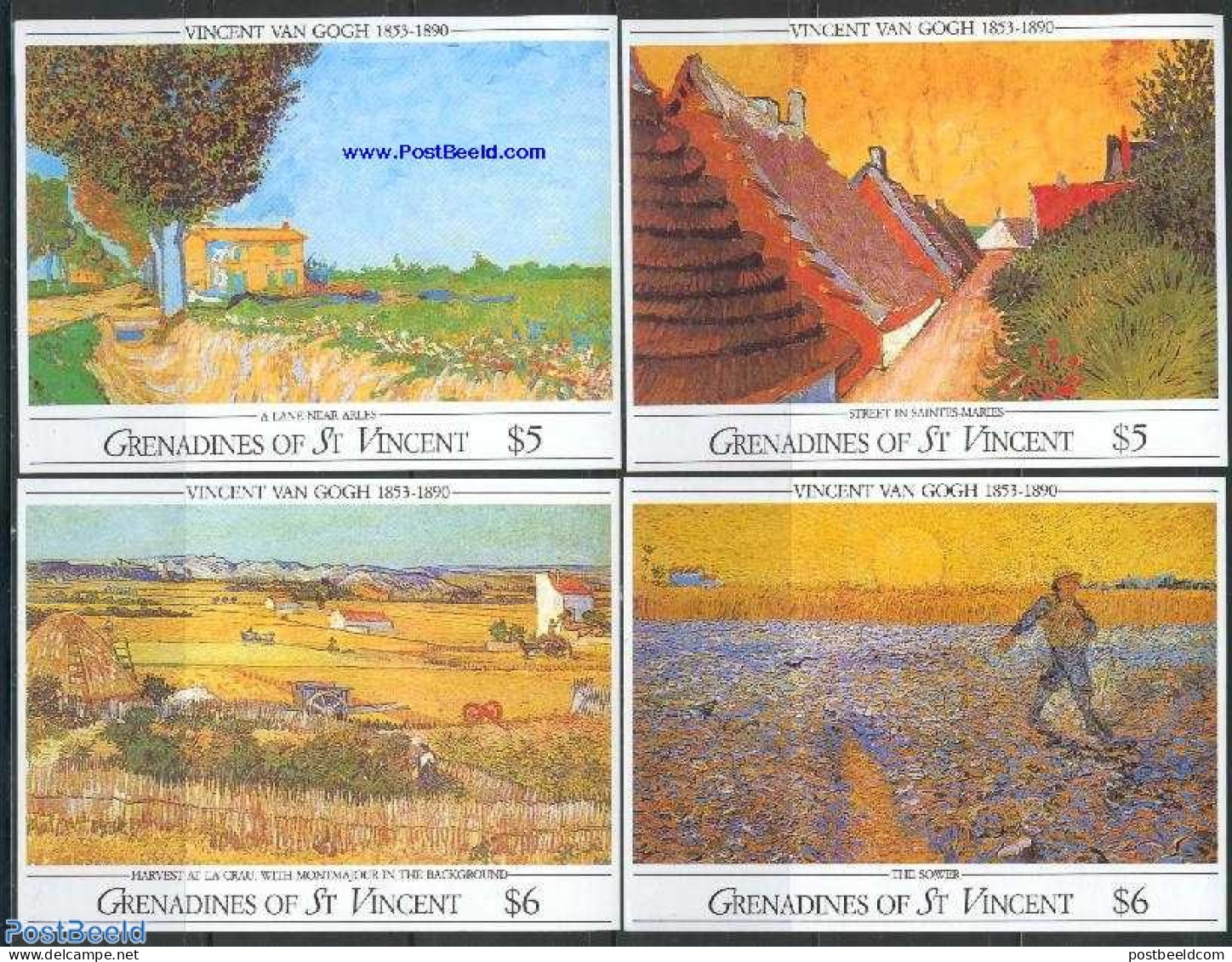 Saint Vincent & The Grenadines 1991 Vincent Van Gogh 4 S/s, Mint NH, Art - Modern Art (1850-present) - Vincent Van Gogh - St.Vincent & Grenadines