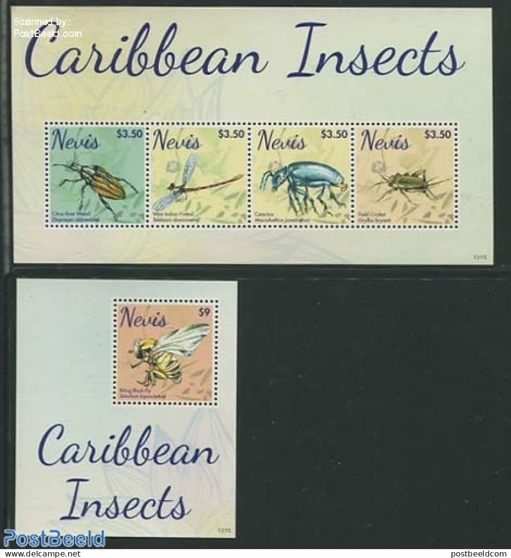 Nevis 2013 Insects 2 S/s, Mint NH, Nature - Insects - St.Kitts-et-Nevis ( 1983-...)