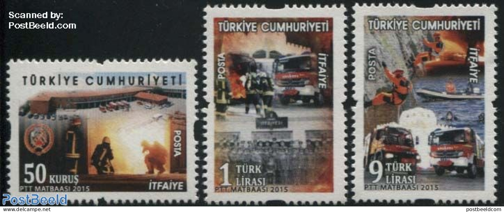 Türkiye 2015 Fire Brigade 3v, Mint NH, Sport - Transport - Mountains & Mountain Climbing - Automobiles - Fire Fighter.. - Other & Unclassified