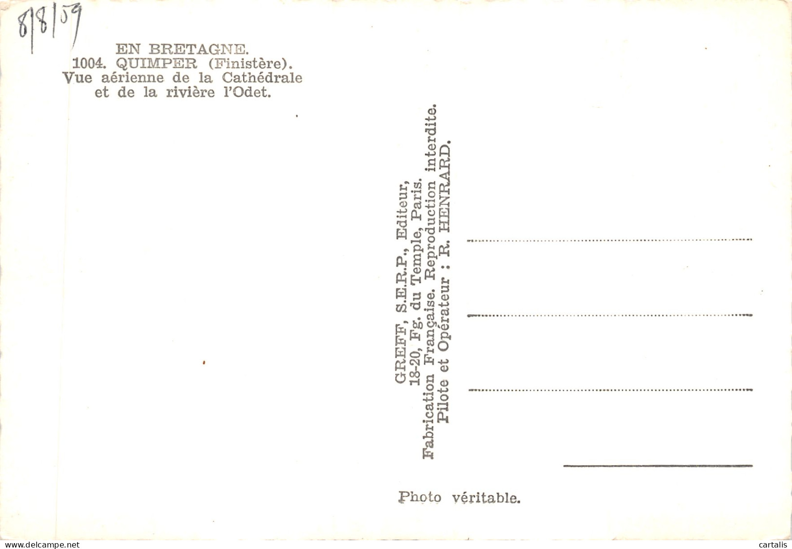 29-QUIMPER-N 599-A/0185 - Quimper