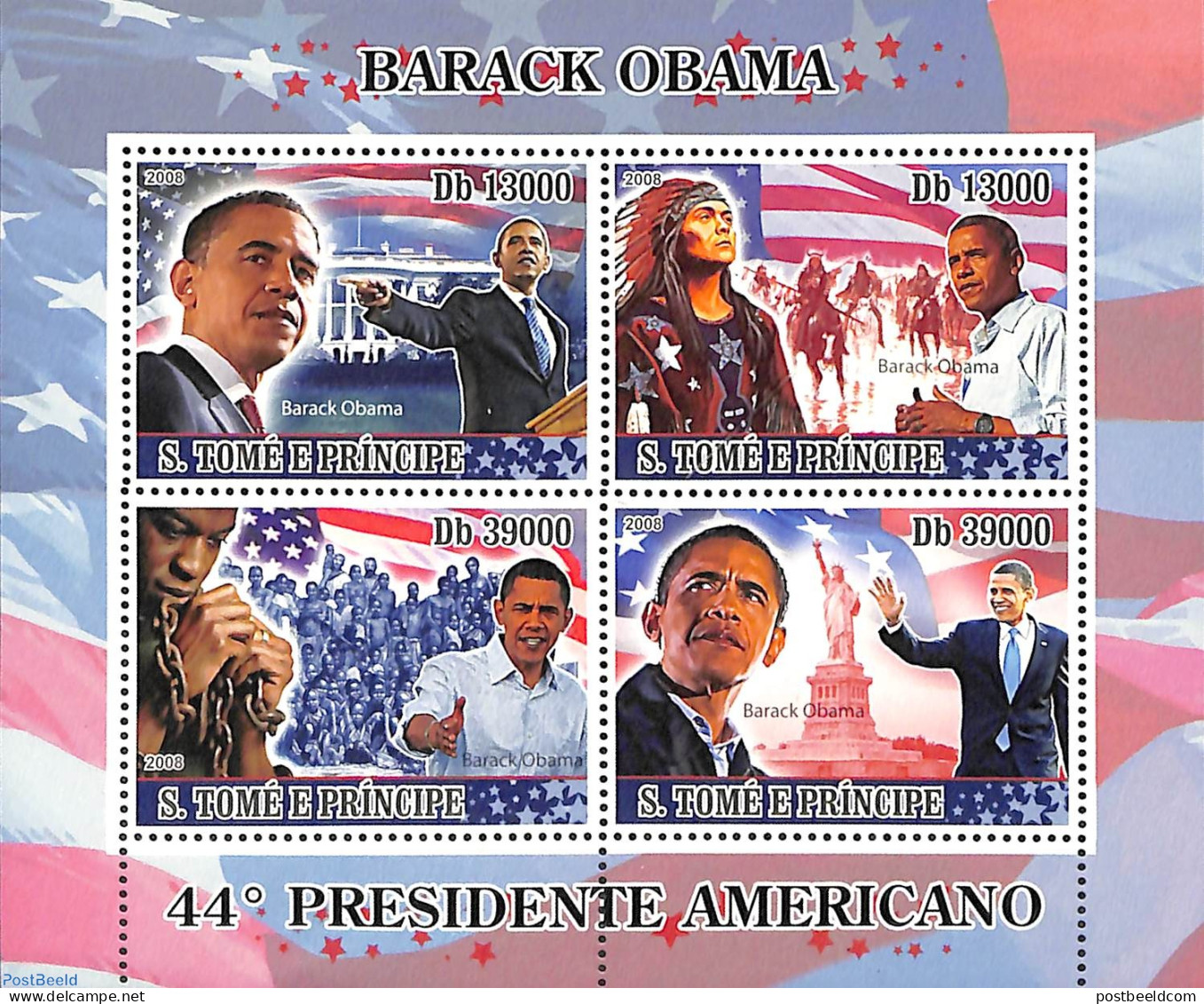 Sao Tome/Principe 2008 Barack Obama 4v M/s, Mint NH, History - Nature - American Presidents - Politicians - Horses - Sao Tome Et Principe