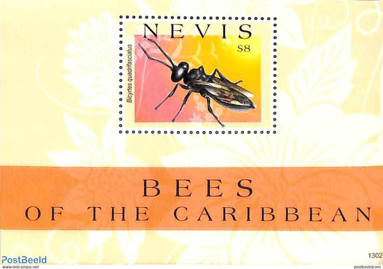 Nevis 2013 Bees S/s, Mint NH, Nature - Bees - Insects - St.Kitts-et-Nevis ( 1983-...)