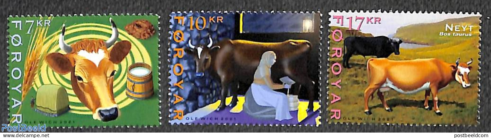 Faroe Islands 2021 Cows 3v, Mint NH, Nature - Cattle - Other & Unclassified