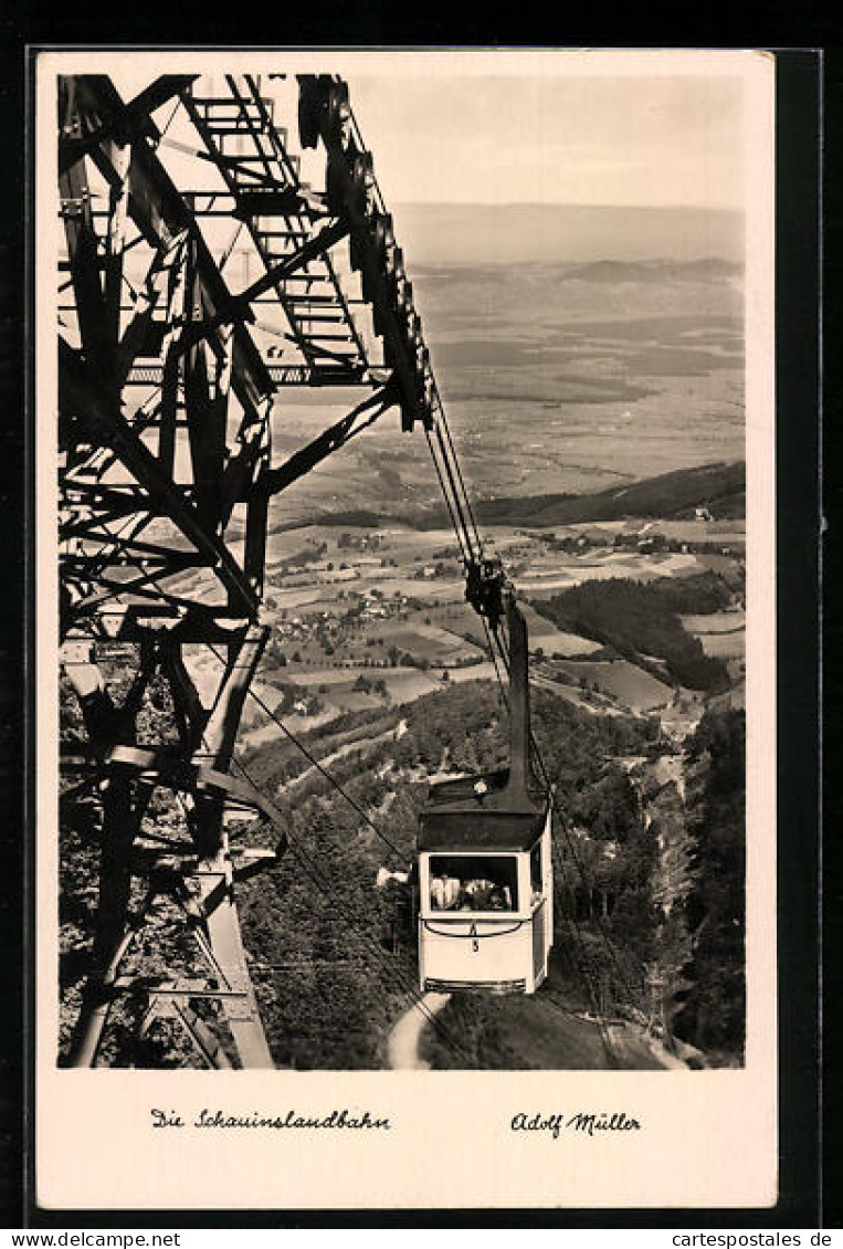 AK Freiburg I. Br., Kabine Der Schauinslandbahn über Der Landschaft  - Seilbahnen