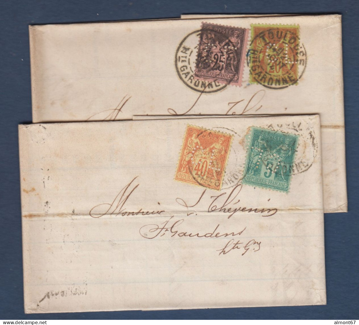 Type Sage - Lot De 2 Lettres Tarif 45c - 1876-1898 Sage (Type II)