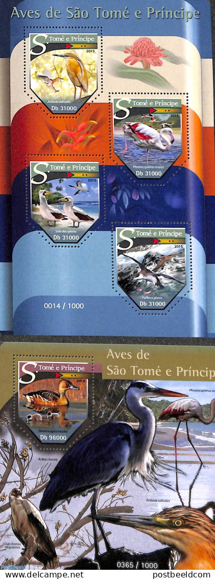 Sao Tome/Principe 2015 Birds 2 S/s, Mint NH, Nature - Birds - Sao Tome And Principe