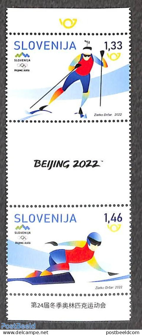 Slovenia 2022 Olympic Winter Games 2v+tab [:T:], Mint NH, Sport - Olympic Winter Games - Slovenia