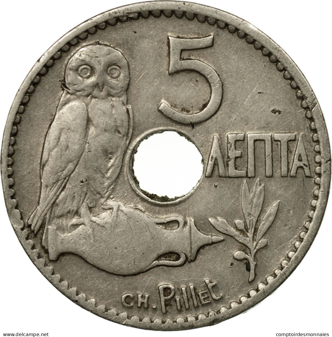 Monnaie, Grèce, George I, 5 Lepta, 1912, TTB, Nickel, KM:62 - Grèce