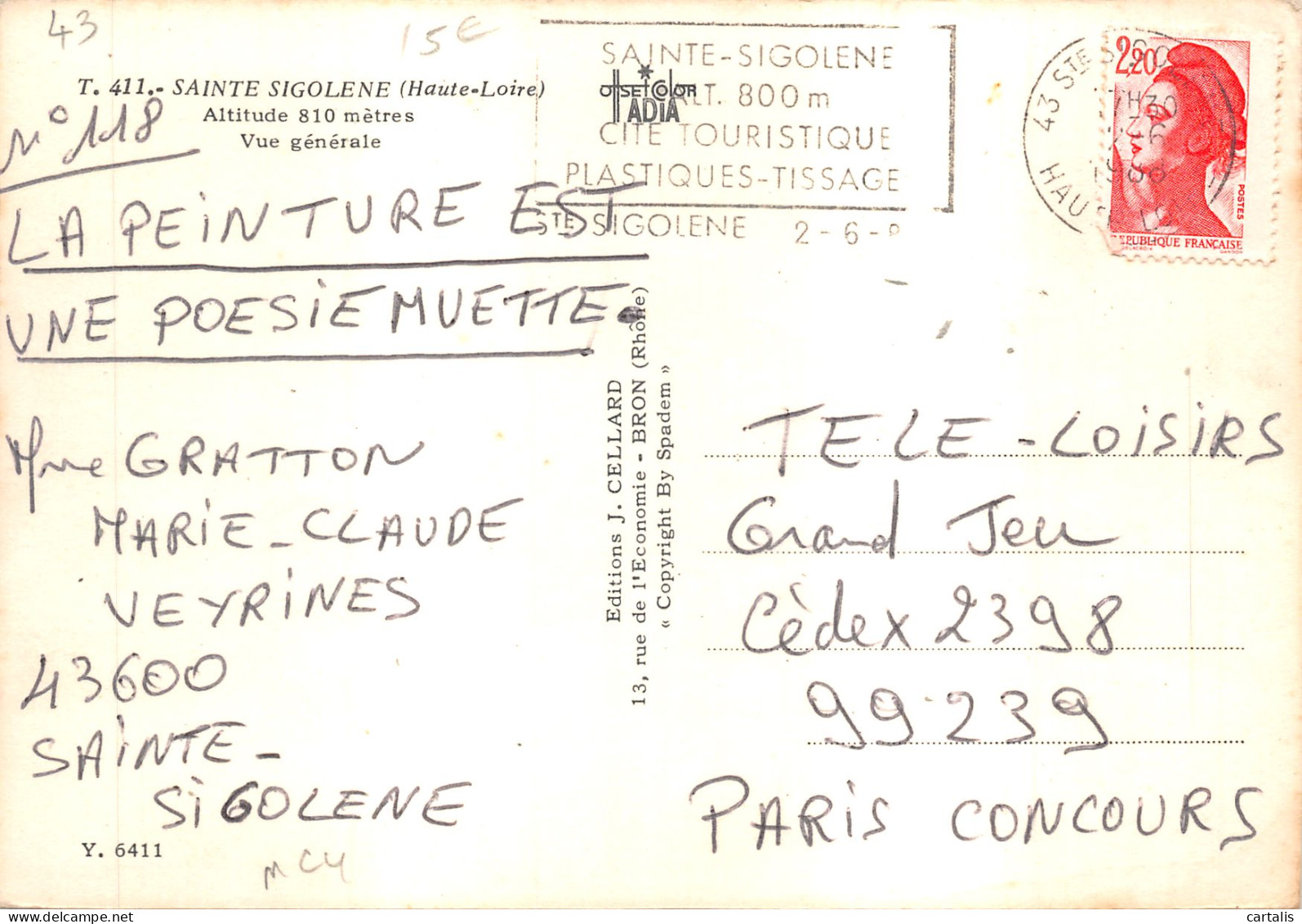 43-SAINTE SIGOLENE-N 600-D/0079 - Autres & Non Classés